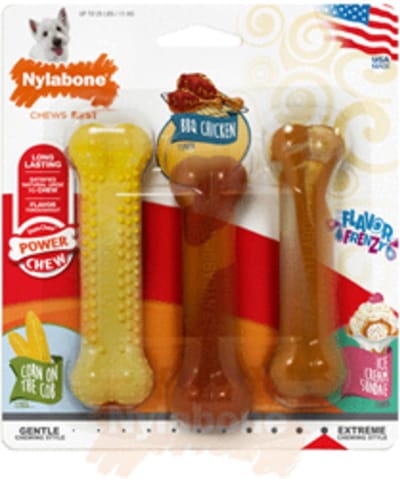 Nylabone Durachew Kit Summer - Hondenspeelgoed - Mais Barbecue Vanille 10.5x11.5x2 cm Geel Bruin Creme 3 stuks Voor Honden < 11kg S