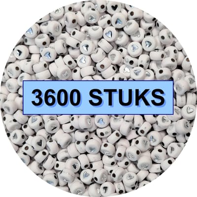 Fako Bijoux® - Hartjes Kralen Bulk - Acryl - 7mm - Sieraden Maken - 3600 Stuks - Wit/Zilver