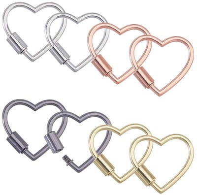 Dailygoods- Karabijnhangers 8 Stuks - Hartvormig - Legering