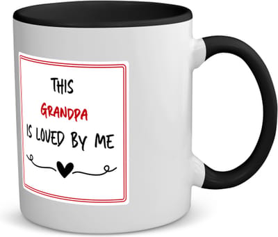 Akyol - this grandpa is loved by me koffiemok - theemok - zwart - Opa - iemand die houdt van zijn opa - verjaardag - cadeautje voor opa - opa artikelen - kado - geschenk - 350 ML inhoud