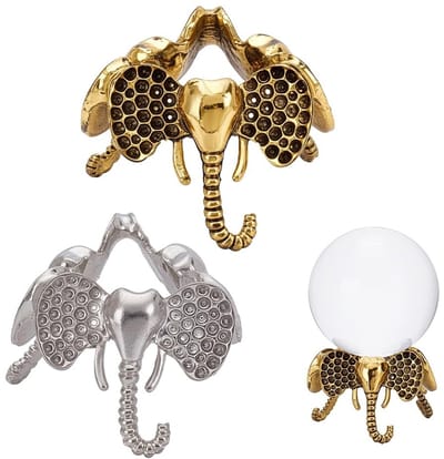 Dailygoods- Displayhouder Antiek Goud/Zilver - 2 Stuks - Kristallen Bol Houder - Decoratie voor Bollen/Rotsen - 82 mm Breed - Kwaliteitsproduct - Bollenstandaard