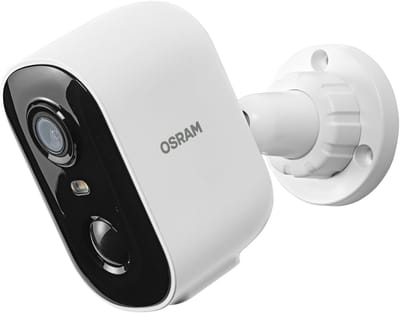 OSRAM SMART+ WiFi Buitencamera Solar, 4MP 2K IP66, 5200mAh Batterij, PIR Sensor, 6 Maanden, Alexa Compatibel, Wit