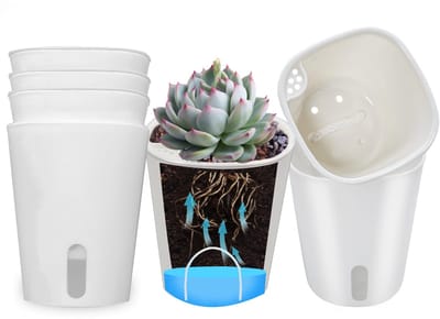 Unyqoos® Innovatieve Zelfbewaterende Vetplantenpotten Set met Irrigatiesysteem voor Plantengroei