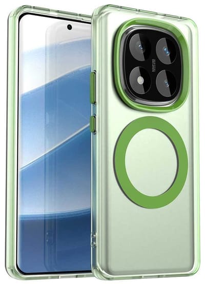 MagSafe Compatibel Backcover Hoesje Geschikt voor Xiaomi Poco X7 / Redmi Note 14 Pro 5G - Groen & Semi-Transparant Design - Stijlvol & Goede Bescherming