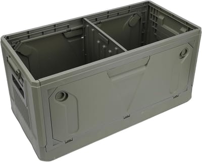 Opvouwbare Kampeeropbergdoos - Kofferbak Organizer - Outdoor Opslag - 50 Kg Draagvermogen - 64 x 34 x 12.5 cm - Olijfgroen