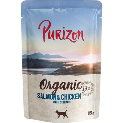 Voordeelpakket: Purizon Organic 24 x 85 g - Zalm en kip met spinazie