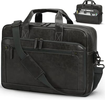 Schoudertas Laptop - Laptoptas Heren - Zakelijk Reizen - Dun Ontwerp - 44 x 30 x 6 cm - Zwart
