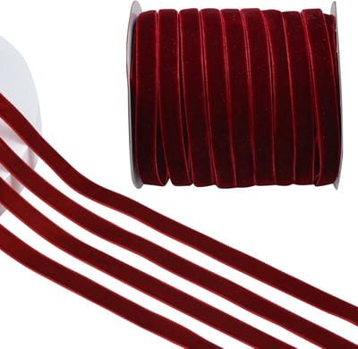 Donkerrood fluwelen lint, 50 meter enkelzijdig vintage zijdezacht lint voor geschenkverpakking, bruiloft boeket kerstdecoratie