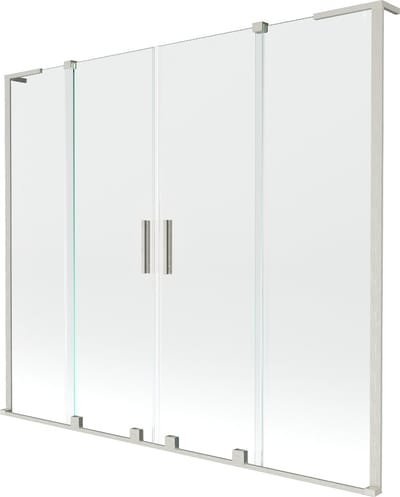 Mexen Velar L Duo badwand 2-delig verschuifbaar 170 x 150 , transparant, geborsteld nikkel - 896-170-003-02-97