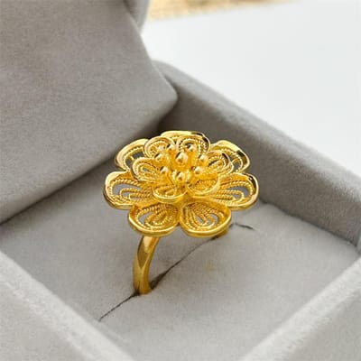 Ensembles de Bijoux Couleur Or Jaune Pour Femmes Collier Pendentif Fleur Bague Boucles d'Oreilles Ensemble S Accessoires Bijoux de Mariage Bijoux gray