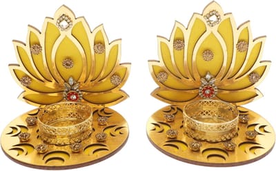 Famanu – Decoratieve lotus theelichthouder van hout, sfeervolle woondecoratie voor feestdagen
