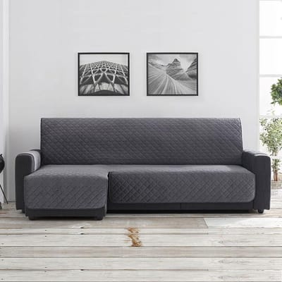 Belmarti Velvet chaise-longue bankbeschermer links - 200 cm - Grijs
