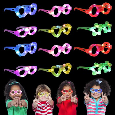 12 Stuks LED Bril voor Kinderen - Neon Feest Gadgets en Luminous Party Accessoires voor Cadeaus