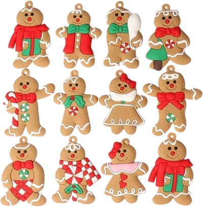 Peysaitr - 12 stuks Gingerbread Man Decoration - Kerstdecoratie Set - Christmas Tree Decorative Pendants - Holiday Party Decorations