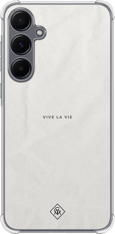 Casimoda® hoesje - Geschikt voor Samsung Galaxy A35 5G - Vive La Vie - Shockproof case - Extra sterk - TPU/polycarbonaat - Mint, Transparant