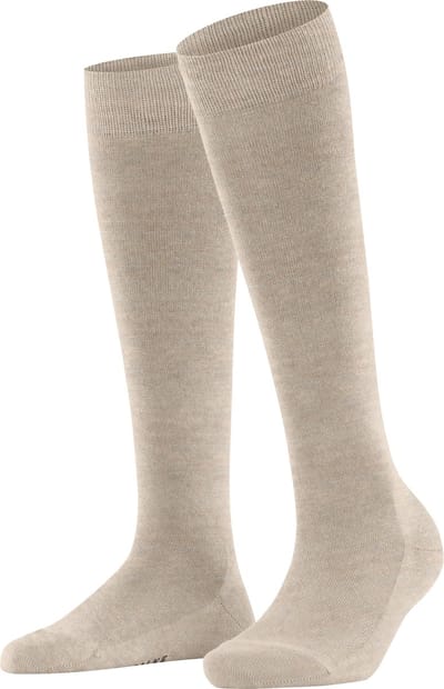 FALKE Family lang eenkleurig katoen kniekousen dames beige - maat 39-42