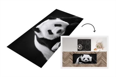 Keukenloper - Loper keuken - Panda - Zwart - Wit - 120x50 cm - Keukenloper vinyl