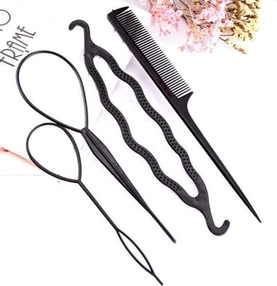 Haar style hulpstukken - Styling tool haarclip - Vlechten - Donut Bun Knot maker - Lus invlecht - Puntkam - Set van 4 stuks