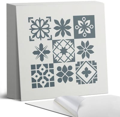 Coloray Plaktegels - Geometrische patronen in de lay-out Portugese Tegels - 30 cm x 30 cm - Grijs Plaktegels - 9 stuks - Vierkant PVC Tegels - Plaktegels Keuken - Zelfklevende Vloertegels - Vinyl Tegels - Zelfklevende Tegels