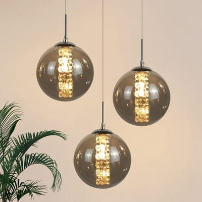 NETTLIFE Hanglamp modern - 3xG9 - glazen - grijs - hoogte verstelbaar - 30cm - incl. lichtbron - voor keuken woonkamer slaapkamer hal
