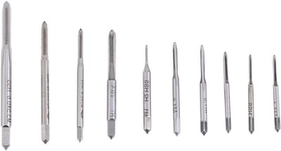 Mini M1 tot M3.5 handtaps set van 10 stuks, metrische schroefdraad, spiraltip en rechte groef voor precisiewerk