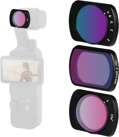 3-delig filterset voor DJI Osmo Pocket 3, inclusief CPL en Black Diffusion 1/4 filters, ideaal voor videografie en fotografie met hoogwaardige optische prestaties