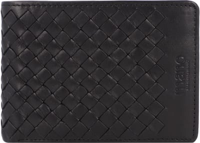 mano Leren Portemonnee Don Luca Coin Wallet with Flap Black Zwart