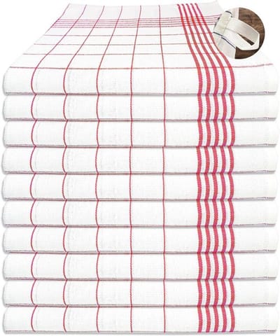 Allecto - Theedoeken - Keukenhanddoek - 100 Katoen - Rood Wit Geruit