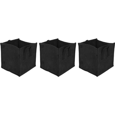 Sac de Culture de Plantes 3 Pièces avec Poignées Carré Noir Feutre Contenant de Jardinage pour Légumes Type 2