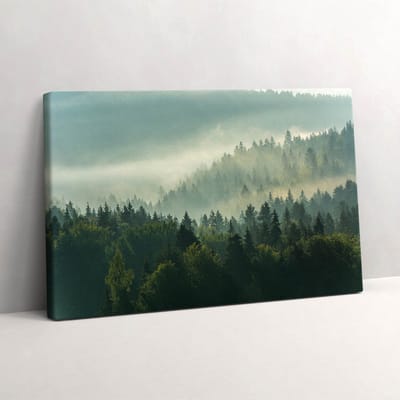 Wallfluent Foto Op Canvas Zonsopgang Beskiden - 30 x 20 cm - Groente Canvas Schilderij - Landschappen Foto Op Doek - Natuur Print Van Doek - Landschappen Schilderij Op Canvas