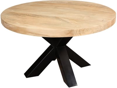 Salontafel rond lichtbruin mangohout 70cm Jesse side table industrieel bijzettafel mango hout duurzaam