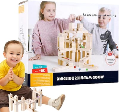 Houten Kogelbaan - Knikkerbaan Puzzel - Educatief Spelen - Krasbestendig Hout - 25.6 x 24.4 x 10.4 cm - Niet gespecificeerd