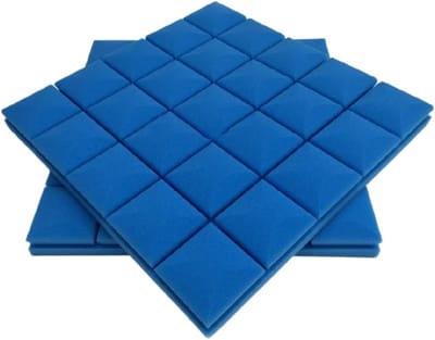 Geluiddichte panelen - Akoestisch schuim - Geluidsisolatie kamer - Hoge dichtheid spons - 50 x 50 x 5 cm - Blauw