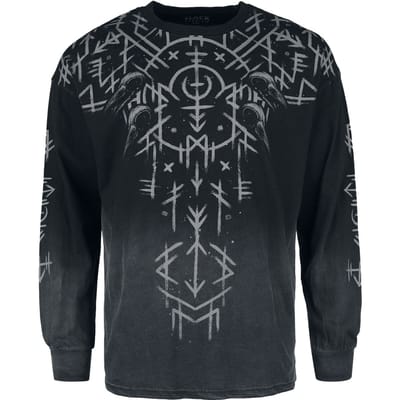Black Premium by EMP Shirt met lange mouwen - relaxed fit Longsleeve With Runes Print - M tot XXL - voor Mannen - zwart-grijs
