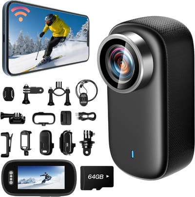 MKSS® Bodycam - Action Cam - Spycam - Bewegingsdetectie - 180º Draaibare Lens - Bodycam Politie - Full HD - Zwart