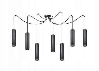 Komat TUBA Hanglamp Zwart 7x GU10 LED Metaal 210cm