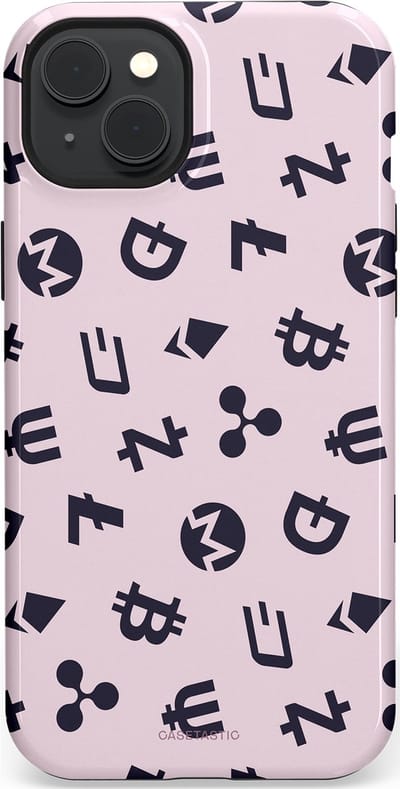 Casetastic Hoesje Geschikt voor Apple iPhone 15 Plus Magsafe - Stijlvolle Beschermende Duo-layer Case - Crypto flow