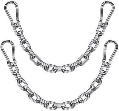 Hangstoelketting - Tweedelige hangstoelkettingenset - Bokszakketting - Hangmatketting - Ketting - Bevestigingsaccessoires - 65x4x1 cm - Geschikt voor hangmatten, schommelstoelen, voetgangersschommels, bokszakken, aerial yoga - Zilver