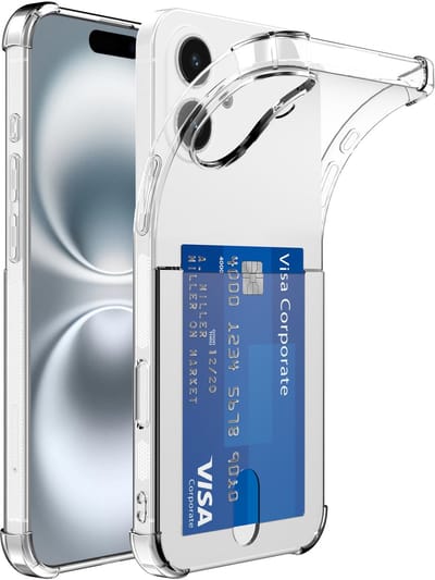 Smartphonica Telefoonhoesje Geschikt voor iPhone 16 met Pasjeshouder Doorzichtig Siliconen - Transparant TPU Shockproof Backcover Case with Card Slot geschikt voor iPhone 16