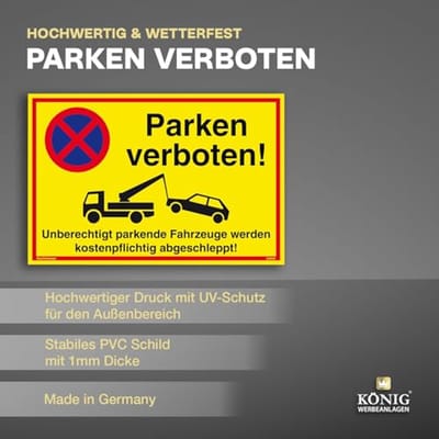 Parkeren Verboden Bord | PVC Schild 30 x 20 cm | Onbevoegd Parkeren Wordt Gesleept | UV-Bescherming