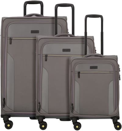 d & n Travel Line 9704 4 wielen Kofferset 3-delig met uitbreidingsplooi - Zachte bagage - TSA slot - grey