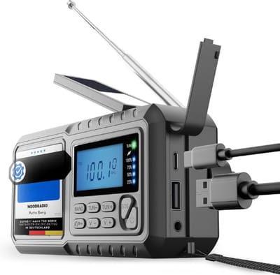 Noodradio - Draagbare Radio - Noodpakket - Opwindbare Radio DAB+ - Noodradio Opwindbaar En Batterij - Bouwradio - Noodradio Solar Opwindbaar - Radio - Op Zonne-Energie - Met Wereldontvanger - Ook Geschikt Als Zaklamp & Oplader - Lange Levensduur