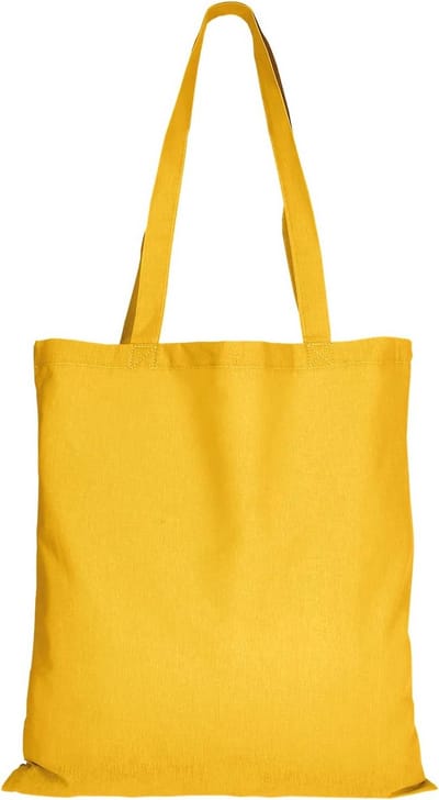 Katoenen boodschappentassen set van 10 stuks met lange handvatten - Oeko-TEX 100-gecertificeerd, 38 x 42 cm, zonnebloemengeel