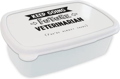 Broodtrommel Wit - Lunchbox - Brooddoos - Quote - Dierenarts - Student - 18x12x6 cm - Volwassenen