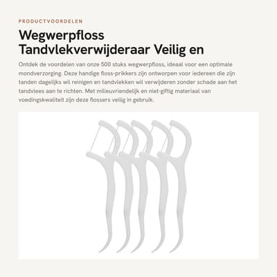 Dailygoods- Wegwerpfloss 500 Stuks - Draagbare Floss-Prikkers - Tandvlekverwijderaar - Veilig Materiaal - Slijtvast en Effectief - Tandvleesvriendelijk - Flosdraad