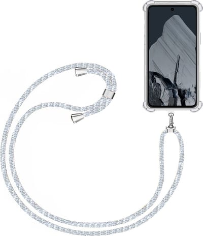 Telefoonkoord + Hoesje Geschikt voor Google Pixel 8 - Lengte Verstelbaar - Telefoonketting - Shock Proof Case - Baby Blauw