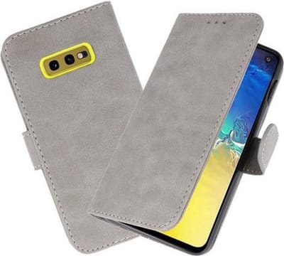 Hoesje Geschikt voor Samsung Galaxy S10e - Book Case Telefoonhoesje - Kaarthouder Portemonnee Hoesje - Wallet Cases - Grijs
