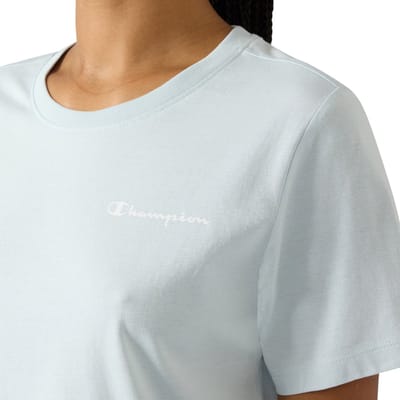 Champion T-shirt Dames Short Sleeve T shirt Blauw - Maat XS