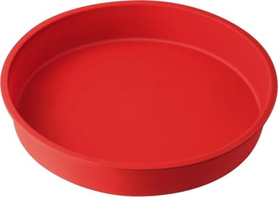 Famanu - Ronde silicone vorm Ø 26 cm, bakvorm, die non stick, herbruikbaar en vaatwasmachinebestendig is (Kleur: rood), Aantal: 1