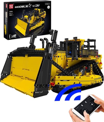 Mould King 15084 D11 Bulldozer bouwset | Radiografisch bestuurbare auto creator modelbouw | Educatief classic constructie speelgoed bouwpakketten voor kinderen & volwassenen | Accu niet geschikt voor Lego technic | Bouwdoos met 1597 bouwstenen